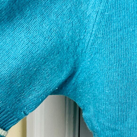 Wondameres Vintage Teal Wool Cardigan Short Sleeve Mid Century Sweater Size L - Picture 6 of 7
